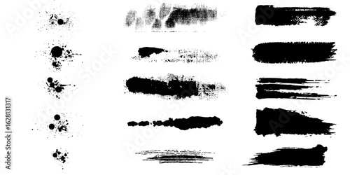 Marker hand-drawn line border set and scribble design elements. Lines hand drawn paint brush stroke. Vector set isolated on white. Hand drawn scribble. Black ink brush art