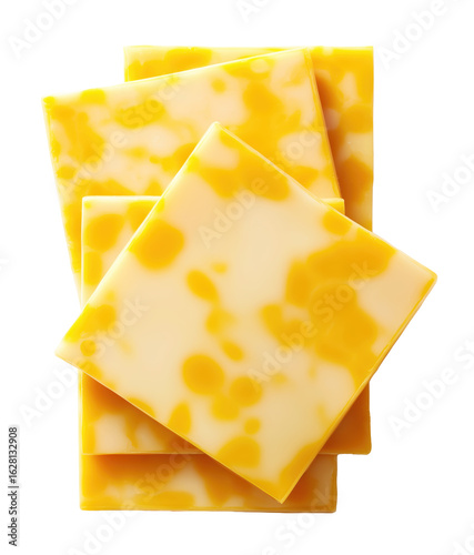 Colby jack cheese slices stacked on transparent background