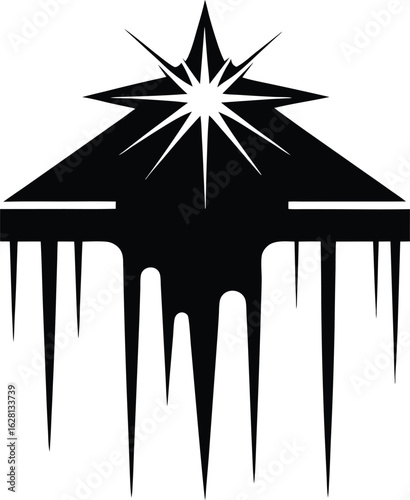 Geometric starburst icicle silhouette isolated on white background