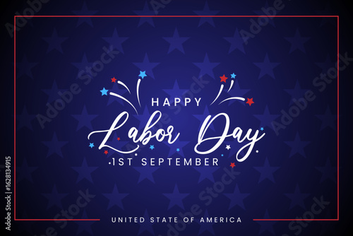 Happy Labor Day September 1st typography vector banner and greeting card with patriotic theme