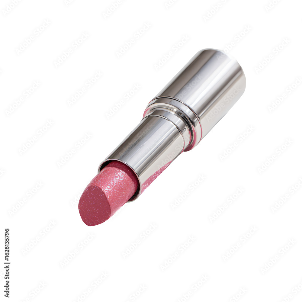 A light pink lipstick in a metallic silver tube A light pink lipstick in a metallic silver tube