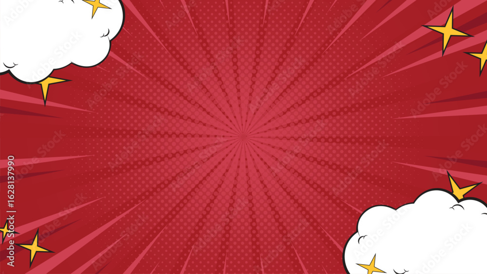 Fototapeta premium Red comic zoom cartoon template background