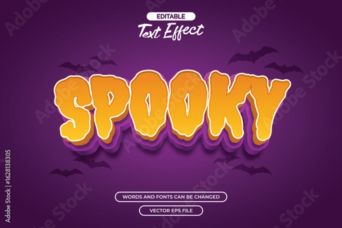 Spooky editable text effect with 3d text style and with purple background