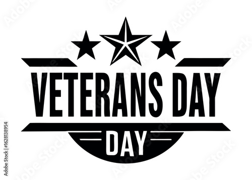 Veterans Day round label design with patriotic American themed elements