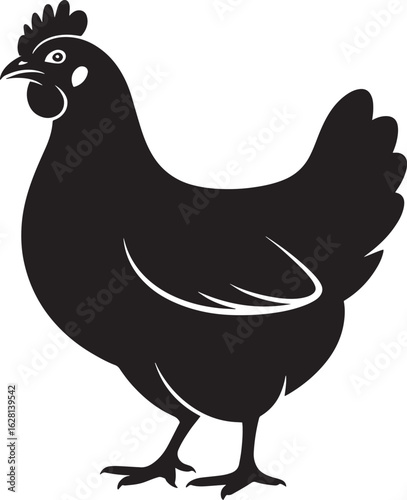 Silhouette of a Chicken Farm Animal Poultry Bird Vector Illustration Isolated on Transparent Background