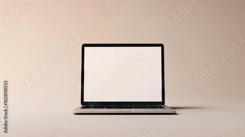 Laptop with empty screen isolated on neutral background, ideal for showcasing app or website design mock-ups