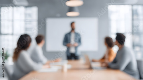 blurred image of a startup presentation 