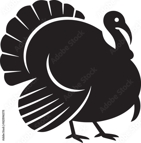 Silhouette Turkey Vector Illustration Poultry Bird Farm Animal Icon Isolated Design Element