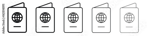 Visa icon logo. Black line icon, vector illustrations.