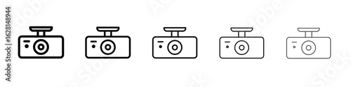 Vehicle dvr camera icon logo. Black line icon, vector illustrations.