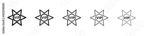 VIP icon logo. Black line icon, vector illustrations.