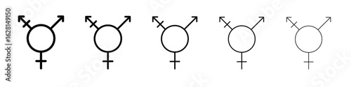 Transgender symbol icon logo. Black line icon, vector illustrations.