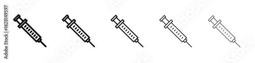 Syringe icon logo. Black line icon, vector illustrations.