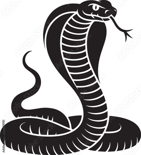 Striking Cobra Silhouette Vector Illustration A Bold and Symbolic Design for Wildlife and Reptile Enthusiasts
