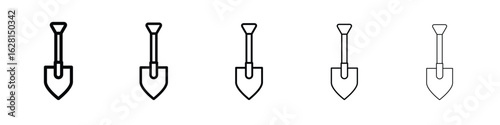 Shovel icon logo. Black line icon, vector illustrations.