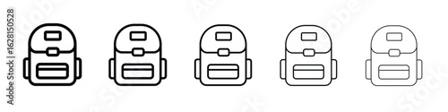 School bag icon logo. Black line icon, vector illustrations.