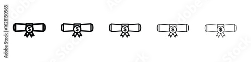 Scholarship icon logo. Black line icon, vector illustrations.