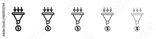 Sales funnel icon logo. Black line icon, vector illustrations.