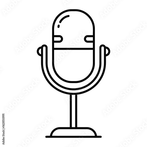 Podcast Microphone Icon A modern, minimalist microphone icon, perfectly captures the essence of audio recording, broadcasting, and podcasting.