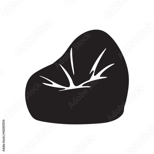 Modern Bean Bag Chair Silhouette Icon - Comfortable and Cozy Lounge Furniture