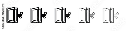 Room ventilation icon logo. Black line icon, vector illustrations.