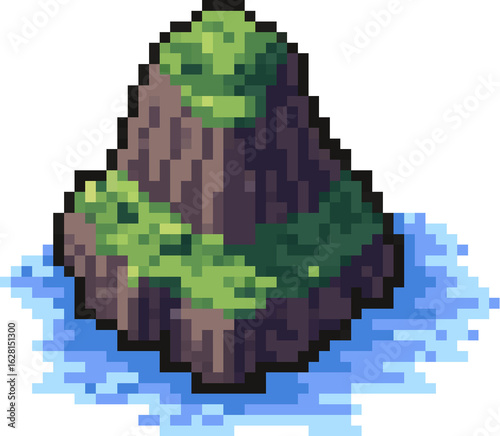 pixel illustration of a tropical island