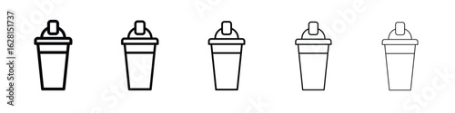 Protein shaker icon logo. Black line icon, vector illustrations.