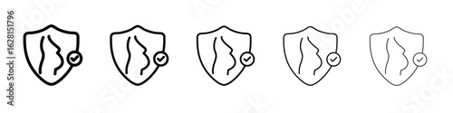 Pregnancy insurance icon logo. Black line icon, vector illustrations.