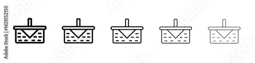 Picnic basket icon logo. Black line icon, vector illustrations.