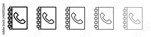 Phone book icon logo. Black line icon, vector illustrations.