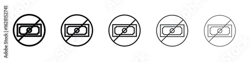 No money icon logo. Black line icon, vector illustrations.