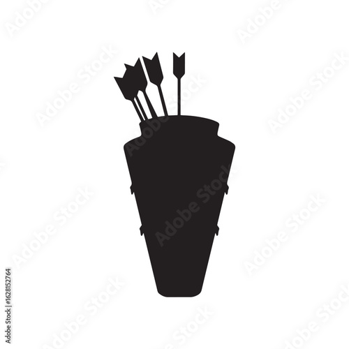 Quiver with Arrows Silhouette Vector Icon for Sports and Hunting