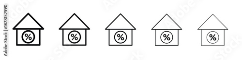 Mortgage rate icon logo. Black line icon, vector illustrations.