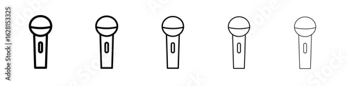 Microphone icon logo. Black line icon, vector illustrations.