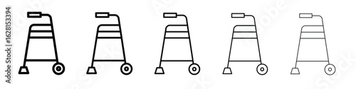 Medical walker icon logo. Black line icon, vector illustrations.