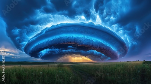 Supercell Storm Cloud Formation, Dramatic Meteorological Phenomenon Widescreen