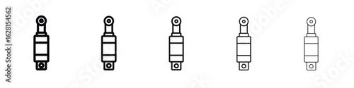 Hydraulic cylinder icon logo. Black line icon, vector illustrations.