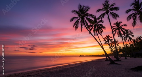 Tropical sunset beach paradise