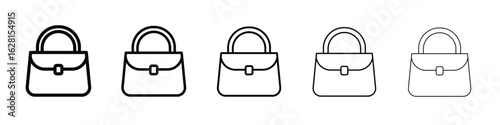 Handbag icon logo. Black line icon, vector illustrations.