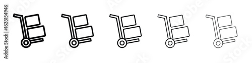 Hand truck icon logo. Black line icon, vector illustrations.