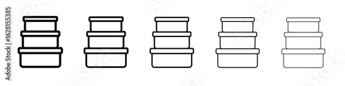 Food containers icon logo. Black line icon, vector illustrations.