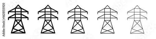 Electrical tower icon logo. Black line icon, vector illustrations.