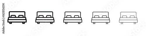 Double bed icon logo. Black line icon, vector illustrations.