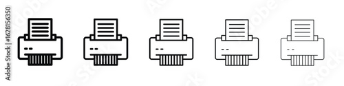 Document shredder icon logo. Black line icon, vector illustrations.