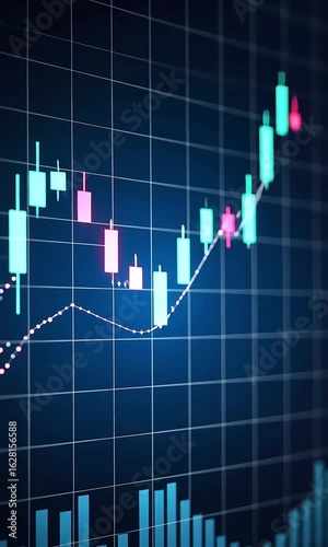 Financial data graphic candlestick chart trends illustration