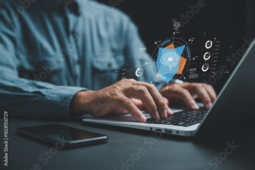 Obraz na płótnie AI helps generate business with intelligent automation and a BPA system while a