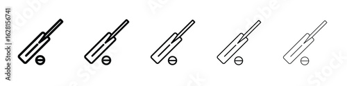 Cricket bat and ball icon logo. Black line icon, vector illustrations.