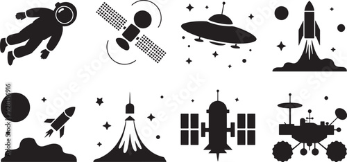 Exploring the Cosmos A Collection of Space Exploration Silhouettes for Creative Projects