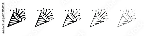 Confetti popper icon logo. Black line icon, vector illustrations.