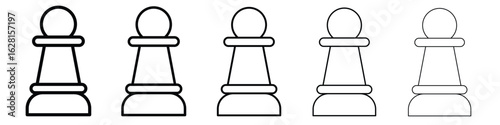 Chess pawn icon logo. Black line icon, vector illustrations.
